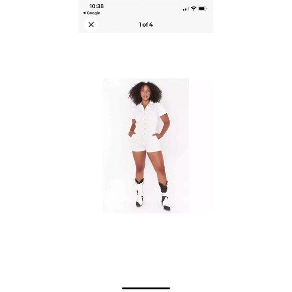 Show Me Your MuMu White Denim 100% Cotton Cannon Romper Size XS Extra Small - Picture 12 of 15